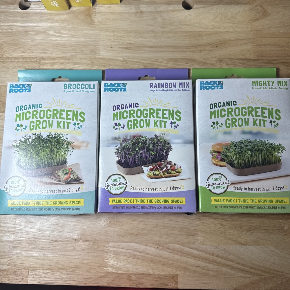 3 PACK – Back to the Roots Organic Microgreens Grow Kit Variety Pack
