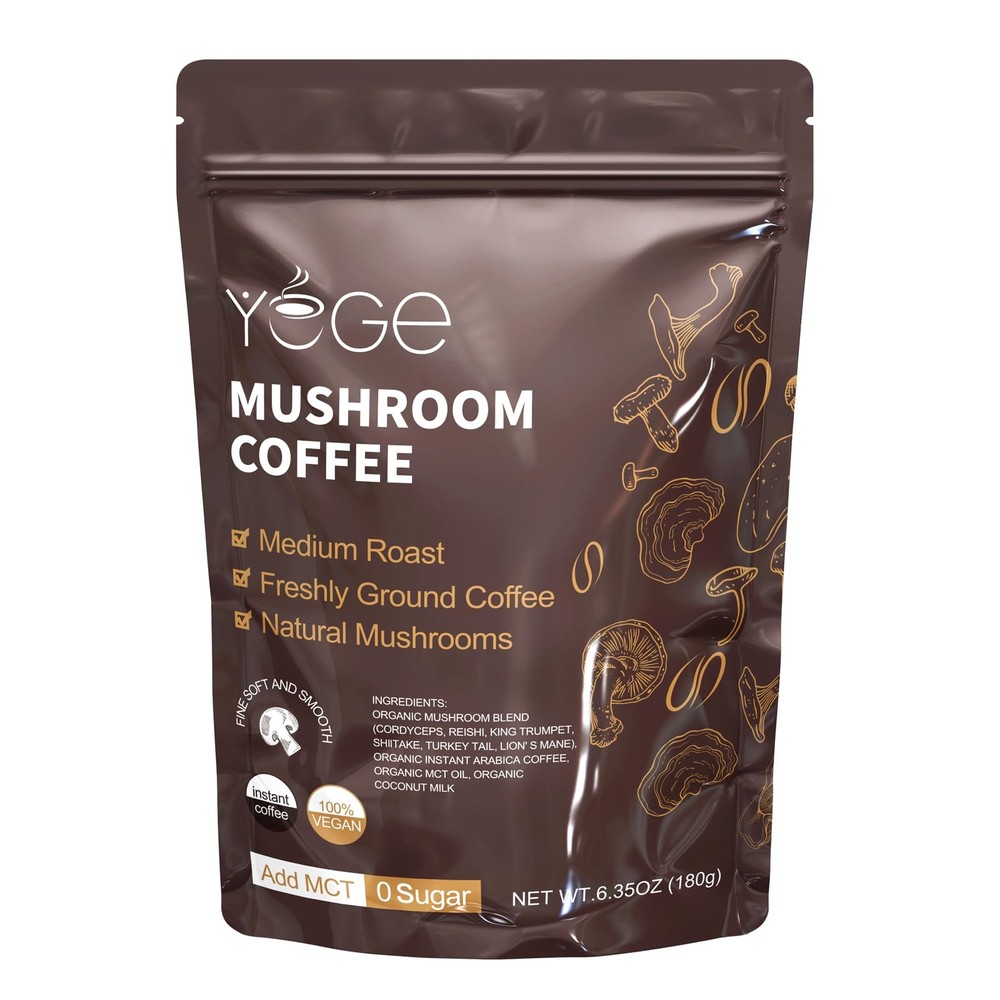 Mushroom Coffee, Instant Coffee with Cordyceps, Reishi, King black