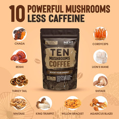 Immune Boosting Mushroom Coffee with 10 Super Mushrooms for Focus & Gut Health