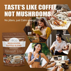 Mushroom Coffee, 6 Adaptogenic Mushrooms with Cordyceps, Reishi, King Trumpet, S