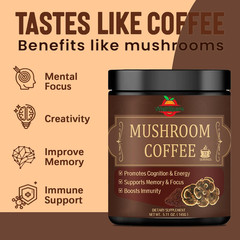Mushroom Coffee – 5 Mushroom Adaptogen Mix – Lion’S Mane Mushroom, Reishi, Cordy