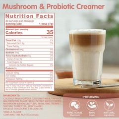 Mushroom Probiotic Coffee Creamer, 6 Adaptogenic 7.4 Ounce (Pack of 1)