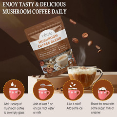 Mushroom Coffee, 6 Adaptogenic Mushrooms with Cordyceps, Reishi, King Trumpet, S