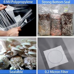 Mushroom Bags Grow Grain Substrate Mycelium Sealable Bag 50 Count 4″x3.5″x13″ A