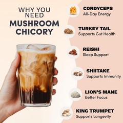 Mushroom Chicory with 6 Organic Adaptogenic Mushrooms, Keto Decaf Coffee with…