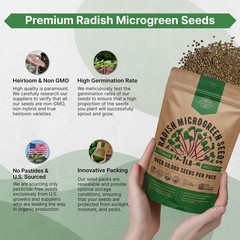 Organo Republic Radish Sprouting & Microgreens Seeds – 1 lb, Green, Pink