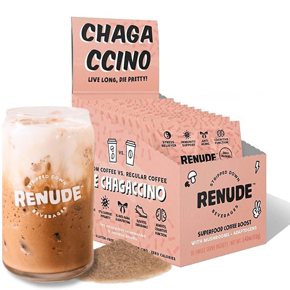 Renude Chagaccino – Chaga Mushroom Powder, 4.23 Ounce (Pack of 1)