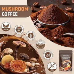 Mushroom Coffee 11 in 1 Mushrooms with Ashwagandha, Lion’s Mane, Reishi, Cord…