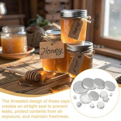 32mm Metal Round Screw Lids, 36 Pcs Aluminum Mason Jar Lids Screw Top Caps fo…