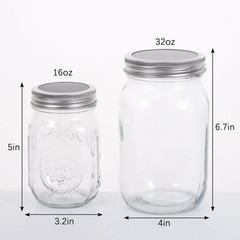 16/32Oz Sprouting Jars with Screen Lids Sprouts Growing Kit Wide Mouth Mason Jar
