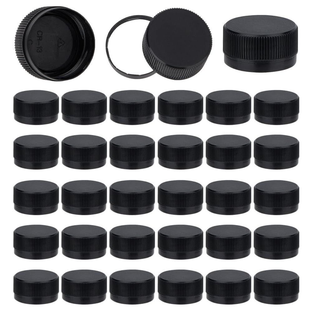 50Pcs Plastic Bottle Caps Black Screw-On Caps 29.5mm Inner Diameter Bottle Ju…