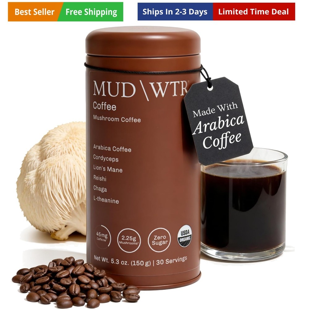 MUDWTR Real Arabica Mushroom Coffee With Adaptogens | Superfood Blend for Foc…