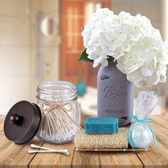 SheeChung Small Mason Jars with Lids – Qtip Holders Set, Bathroom Jars, Bathr…