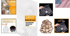 Thickened 6 Mil Mushroom Grow Bags – Breathable & Tear-Resistant – 100 Count