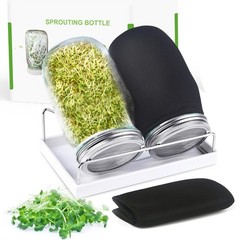 Organic Seed Sprouting Jar Kit – 2 5.7 x 7.67 x 9.44 inches, Stainless Steel