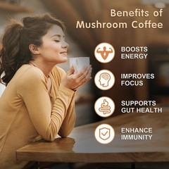 Mushroom Coffee, 6 Adaptogenic Mushrooms with Lion’s Mane, Cordyceps, Turkey Tai