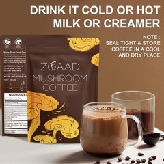 Mushroom Coffee, Organic 6 Mushrooms with Lion’S Mane & Cordyceps Coffee for Sus