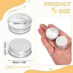 32mm Metal Round Screw Lids, 36 Pcs Aluminum Mason Jar Lids Screw Top Caps fo…