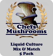 Mix & Match Liquid Culture – 12cc Syringes – 5 Pack – Chefs Mushrooms