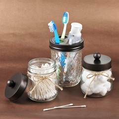 SheeChung Small Mason Jars with Lids – Qtip Holders Set, Bathroom Jars, Bathr…