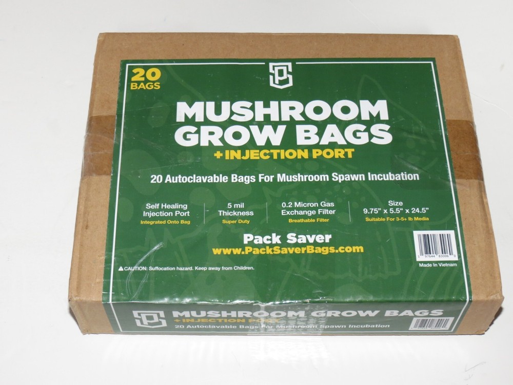 20 Pack Saver Mushroom Grow Bags w/ Healing Injection Port, Breathable, Sterile