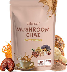 Mushroom Chai, 6 Adaptogenic Mushrooms (Lion’S Mane, Cordyceps, Turkey Tail & Ot
